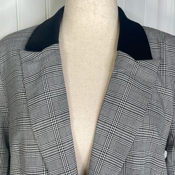 Tall Plaid Velvet Collar Long Modern Blazer Sz 14 - Picture 11 of 13